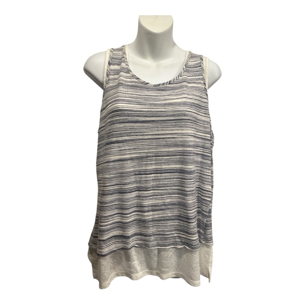 Jones New York Signature blue and cream Striped Tank Top layer look size large
